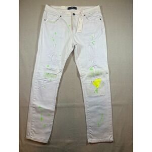 NWT Focus Jeans Mens 38x32 White Splatter Accent